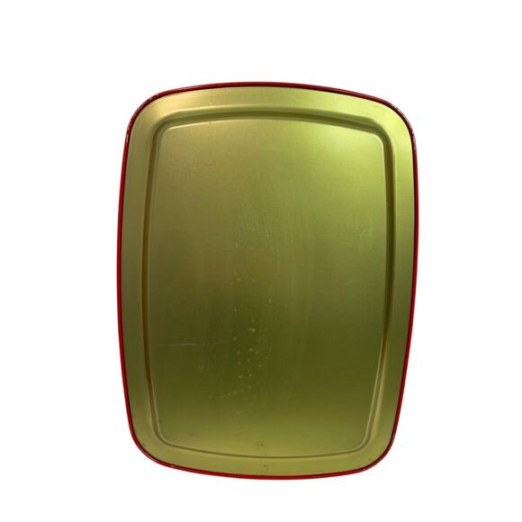 Vintage Holiday Christmas Metal Serving Tray 15 x 11 Inch Poinsettia Candle - Picture 6 of 8